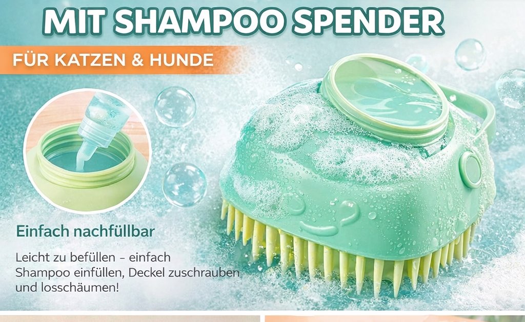 Silikonbürste mit Shampoo-Spender